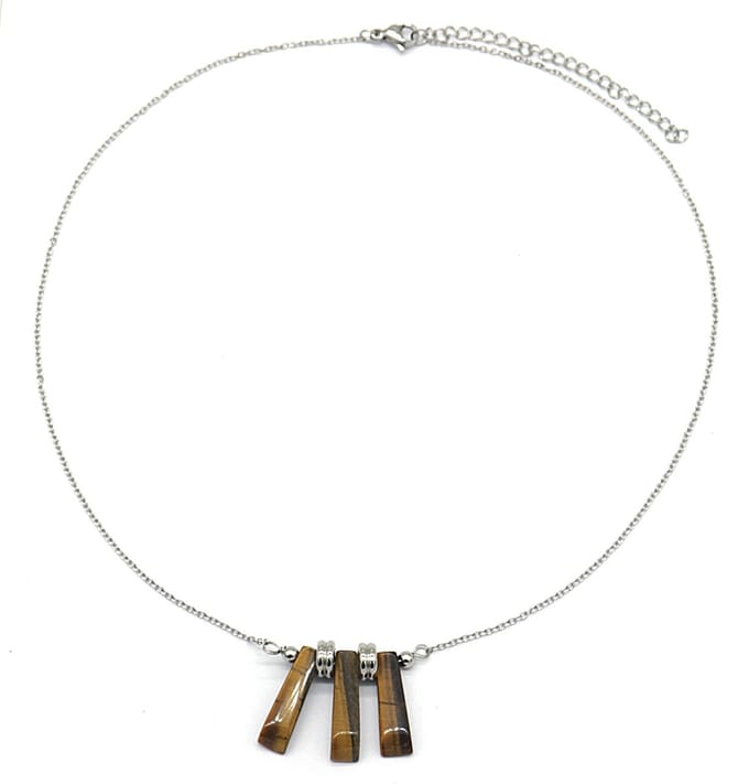 Ketting Tijgeroog - RVS - Lengte 39-44 cm - Zilverkleurig