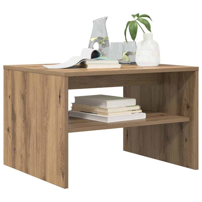vidaXL - Salontafel - Artisan - Eiken - 60 - x - 50 - x - 40 - cm - Bewerkt - hout