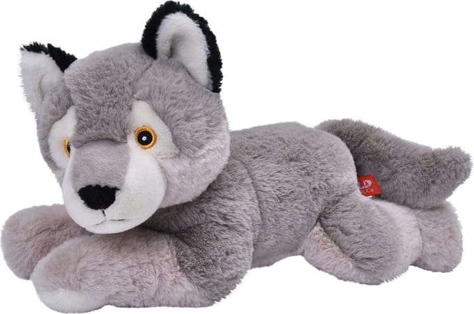 Wild Republic Pluche wolf - knuffel wolf - Eco-kins - 30 cm - wilde dieren knuffelwolf