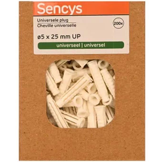 Sencys Universele Plug Nylon - Diam. 5x25mm - 200 Stuks