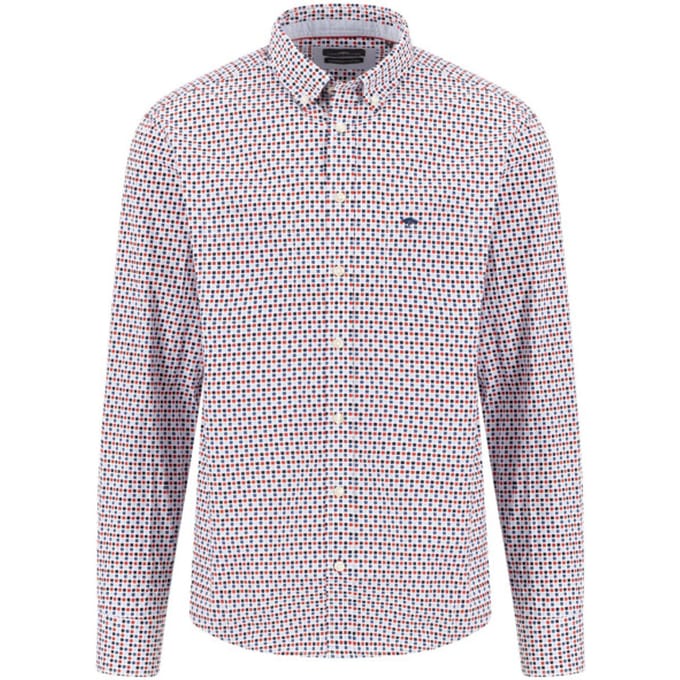 Fynch Hatton - Lange mouw overhemd - Mannen - L - Rood - Katoen - 1512-5920