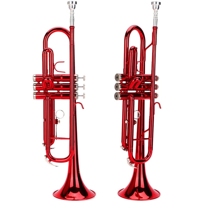 Messing Trompet Muziek Blaasinstrument met Assistent Gereedschapsset (Rood) black