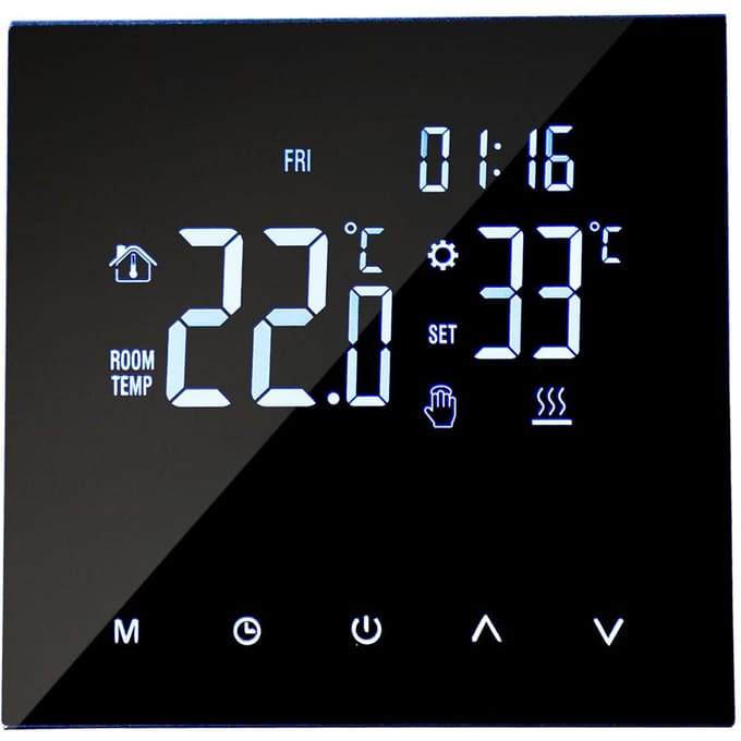 WIFI Smart Verwarmingsthermostaat Digitale Temperatuurregelaar Mobiele Telefoon APP Bediening Touchscreen Electric Heating 16A black