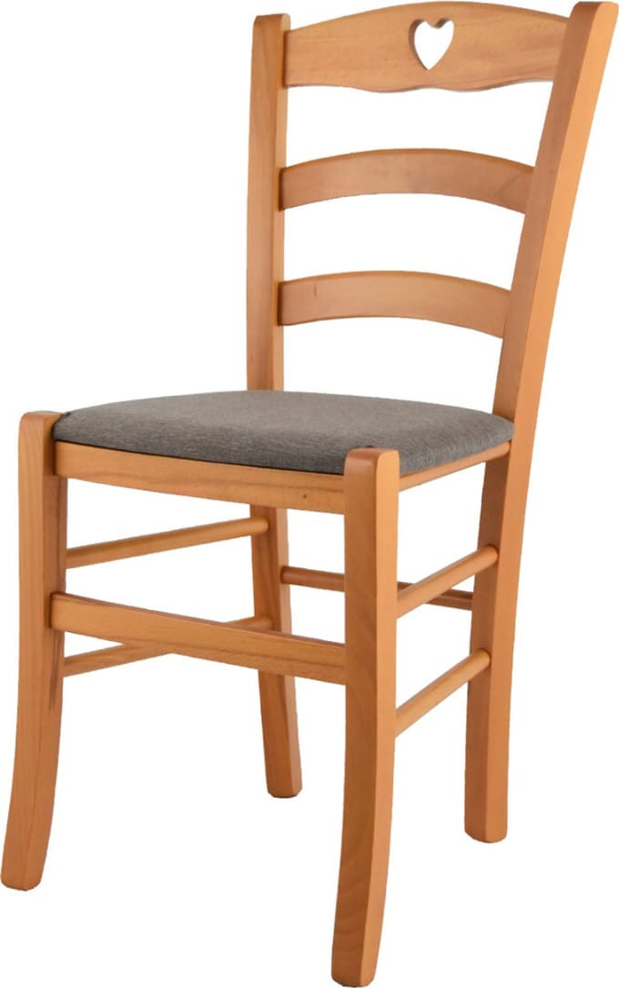 Tommychairs Cuore - Eetkamerstoel - 1 Stuk - Bruin - Stof en Hout