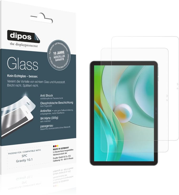 dipos – 2x Matte Pantserfolie geschikt voor SPC Gravity 10.1 | 9H Screenprotector