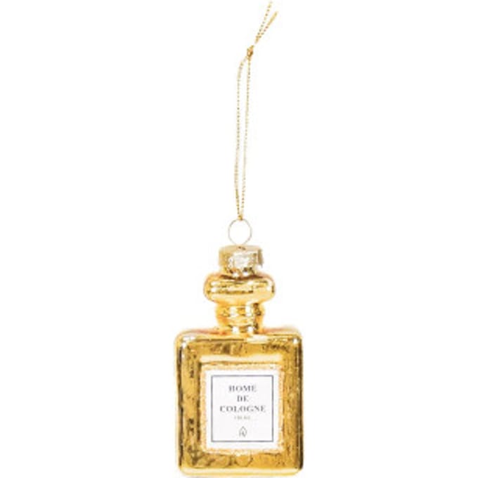 Housevitamin Kerst Ornament - Parfum - Kerstbal - Glas - Goud - 5x2,5x9cm
