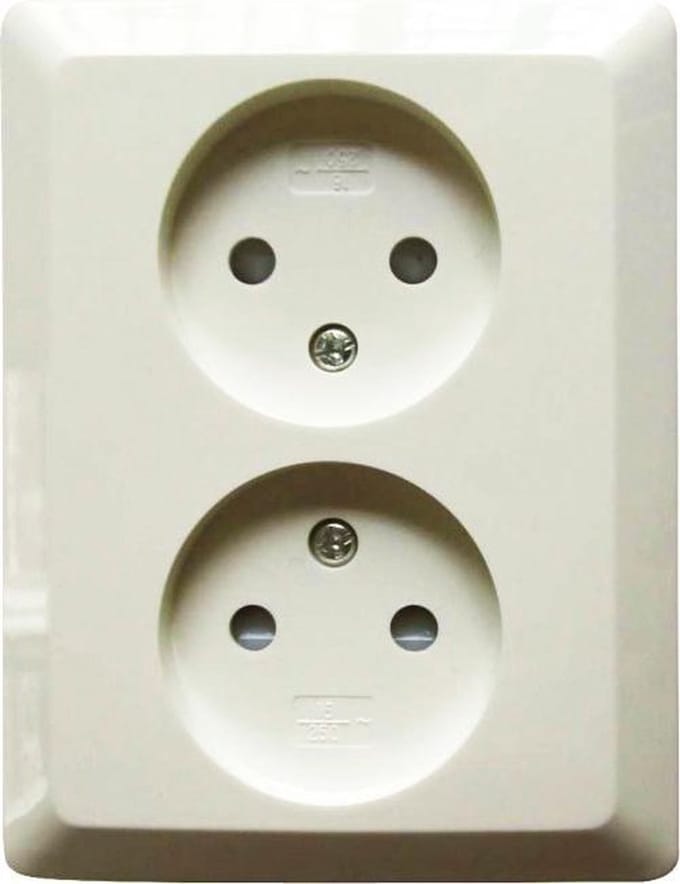 OLYMPIC Dubbel Stopcontact Inbouw – Halfinbouw Wandcontactdoos – Wit – Zonder Randaarde