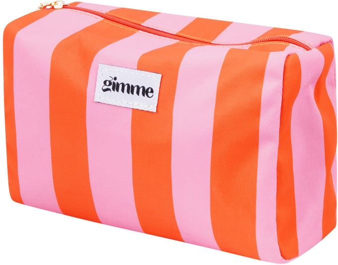 Make-up tas grote strepen - Oranje roze
