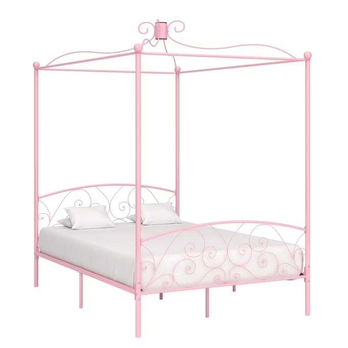 vidaXL - Hemelbedframe - metaal - roze - 140x200 - cm