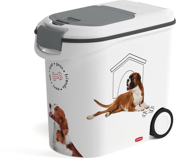 Curver Voedselcontainer Hond - 35L - 12KG - 28x49x43cm - Wit/Grijs