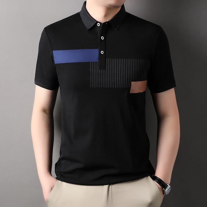 T-shirt à manches courtes pour homme, pull-over de printemps d'âge moyen, décontracté, tendance 4XL noir