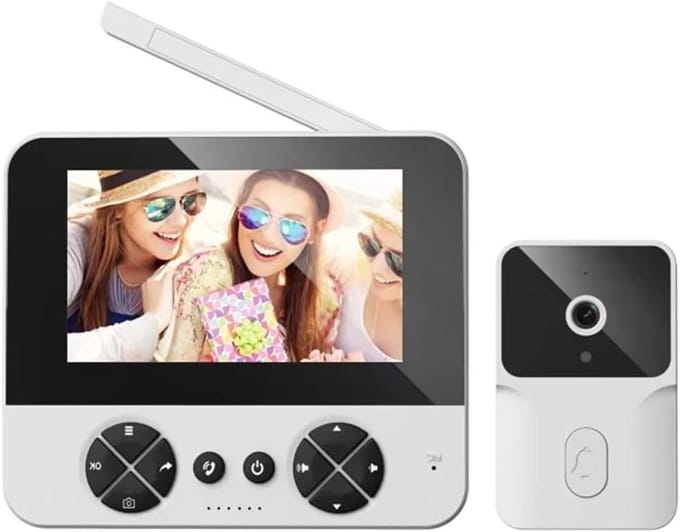 Videobel met Camera - Draadloze Deurbel - Veiligheid Thuis - Infrarood Nachtzicht - 43 inch Display - Wit