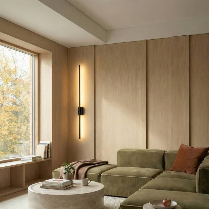 TK Lighting LED wandlamp Flash, zwart, hoogte 108 cm metaal 1-lamp