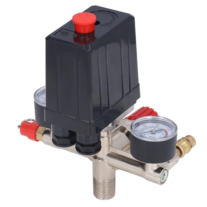 Luchtcompressor Drukklep Kit Verticale Schakelaar Verdeelstuk Regulator 90?120PSI AC 100240V