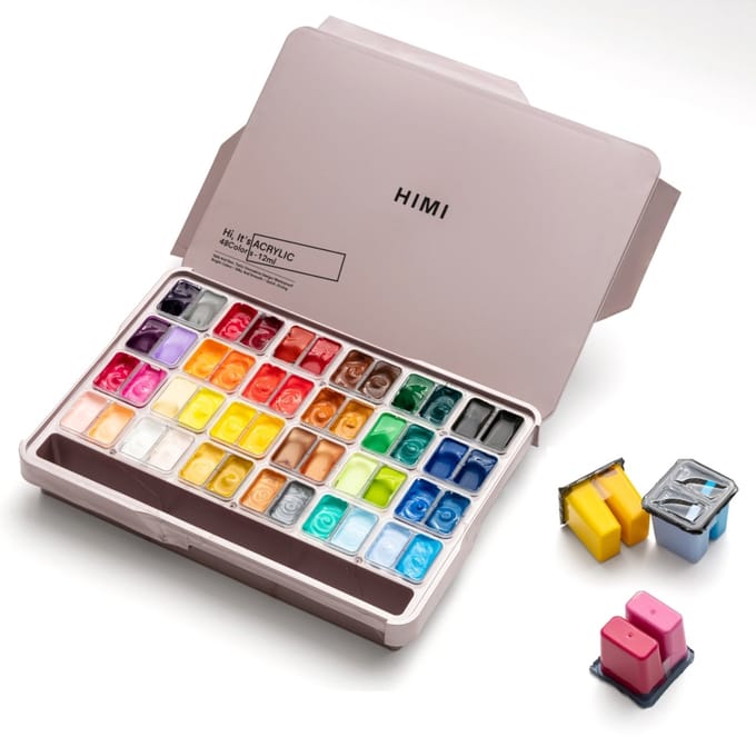HIMI - Twin Cup Jelly Acrylverf set - 48 kleuren - 12g
