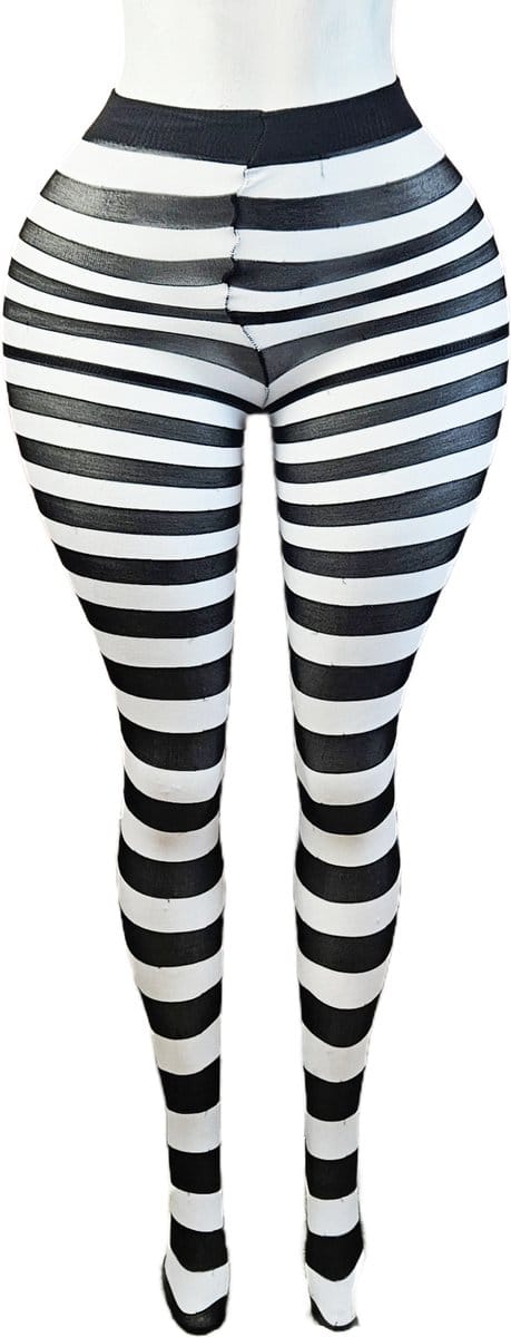 BamBella ® - Panty - onesize - maillot pantys Dames - Onesize - wit zwart gothic feest halloween