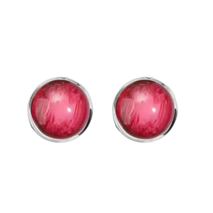 Magneet oorbellen Zanelli rood zilverrand 13 mm