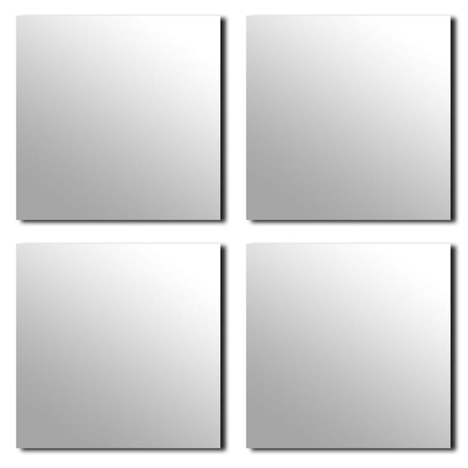 Tendance Plak spiegel tegels - 4x stuks - glas - zelfklevend - 20 x 20 cm - vierkant - muur/deur/wand