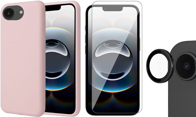 Hoesje geschikt voor iPhone 16e - Screenprotector Glas & Camera Protector - Mat Back Case Roze