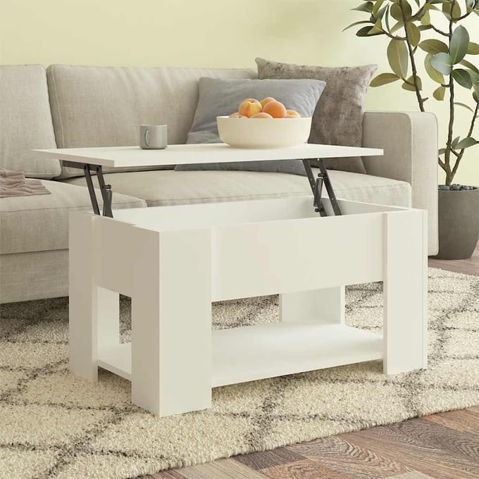 vidaXL - Salontafel - 79x49x41 - cm - bewerkt - hout - wit