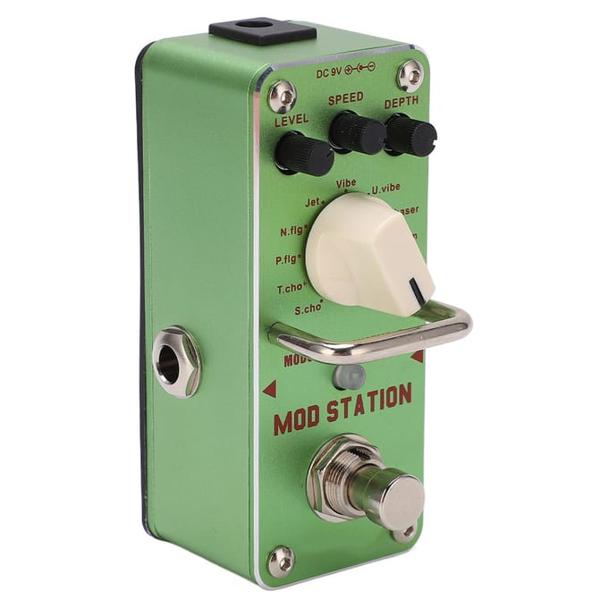Gitaareffectpedaal MOD STATION 11 Effecten Modulatie Ensemble met Metalen Behuizing Groen beige