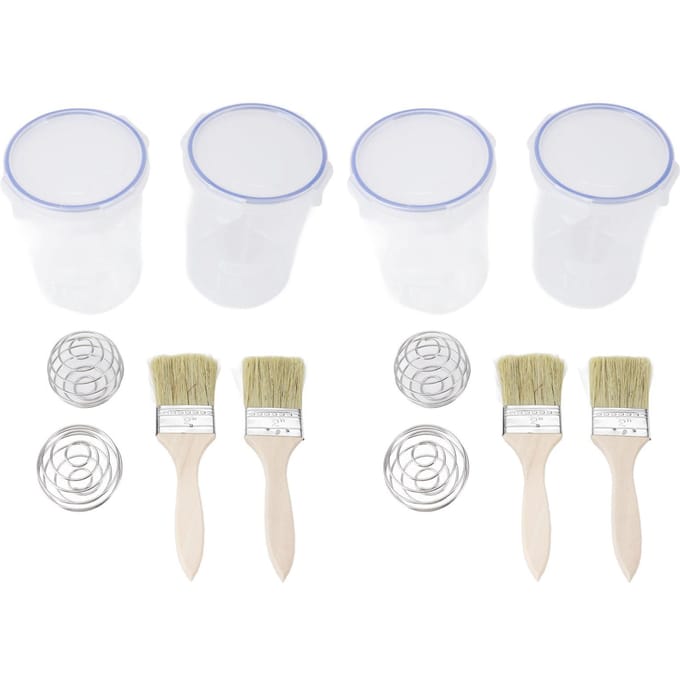 Verfcontainer Set 1000ml Luchtdichte Transparante Verfopslagbeker met Mengbal Verfkwast voor white