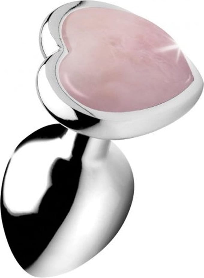 Fixxx - Aluminium Buttplug met Hartvormige Siersteen - Rose Quartz - 3 maten S
