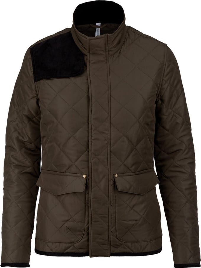 Kariban Gewatteerde damesjas K6127 - Mossy Green / Black - S