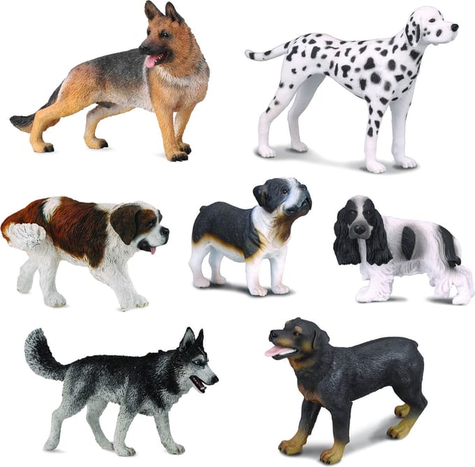 Collecta Set van 7 hondenbeeldjes, huisdieren 3+