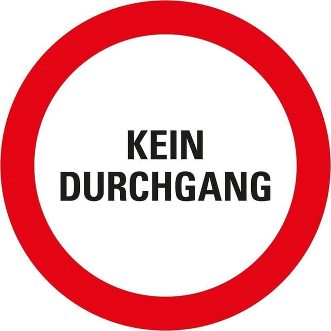 Pickup Kunststoff Schild Rund Durchmesser 30 cm Kein Durchgang
