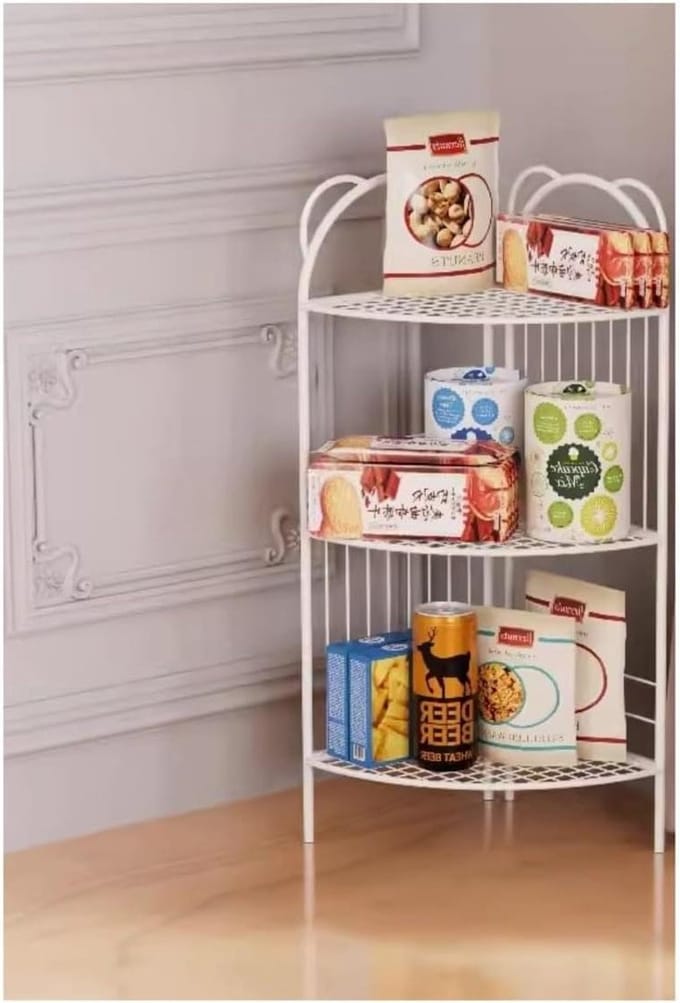 Hoekplank - Opbergrek - Ruimte Besparen - Stabiel Metaal - 3 Tier 85cm - Wit