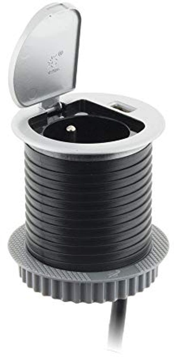 Compact inbouwcontactblok met USB-aansluiting voor bureau en keuken