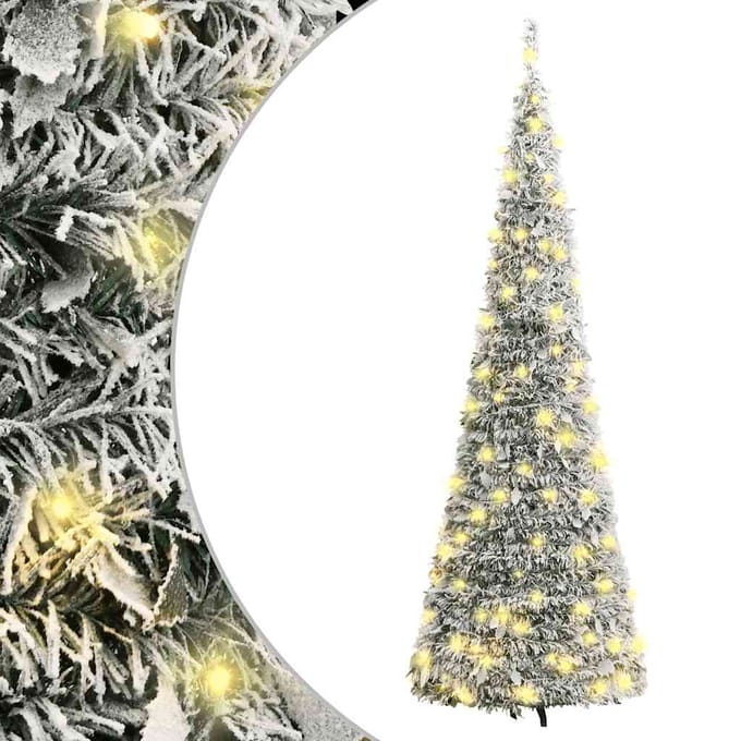vidaXL - Kunstkerstboom - pop-up - met - sneeuw - 100 - LED's - 150 - cm