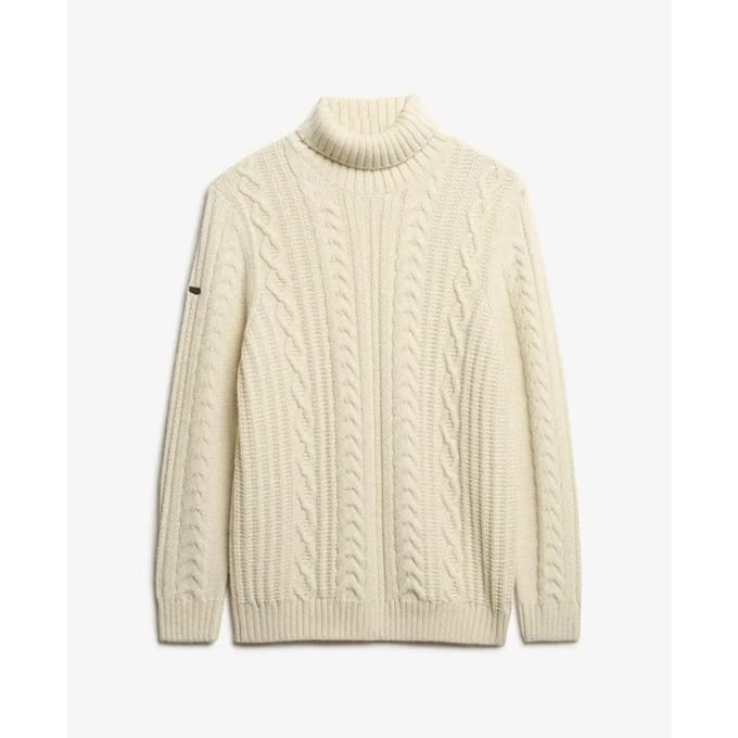 Superdry - Jacob kabeltrui met rolkraag - Heren - Sweaters