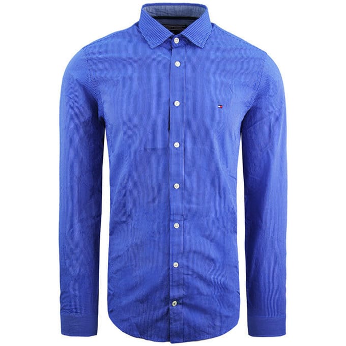 Tommy Hilfiger Darren Slim Fit Gestreept Overhemd Blauw Heren
