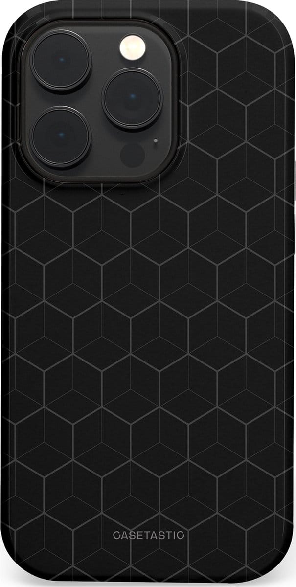 Casetastic hoesje geschikt voor Apple iPhone 14 Pro - MagSafe - Dubbellaagse bescherming - Hexago - Fashion Case - Zwart