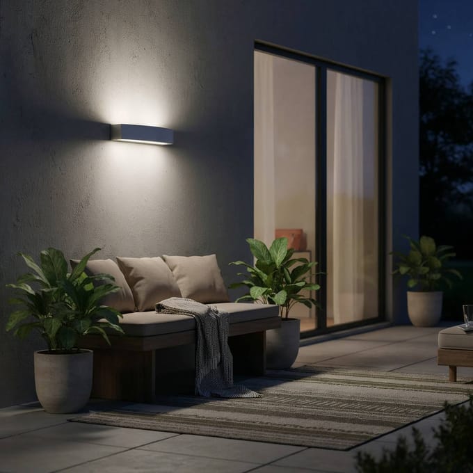 Ideal Lux buitenwandlamp Andromeda, grijs, breedte 45 cm, E27