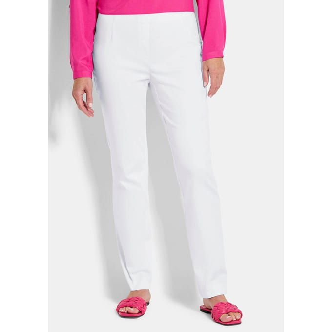 Bengaline broek LOUISA in denimlook - wit - Gr. 40 van Goldner Fashion