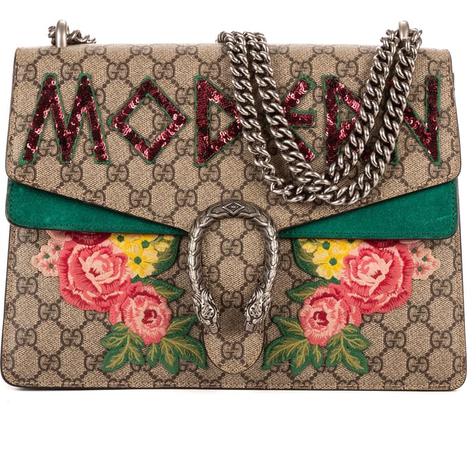 Dionysus Modern Sequin & Floral Embroidery Medium Schoudertas