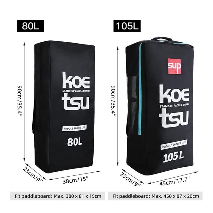 Reistas voor opblaasbare paddleboard SUP Stand Up Board Draagtas Schouder 105L black