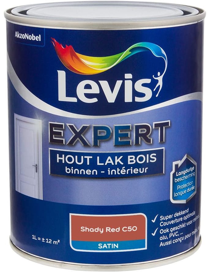 Levis - Expert Hout Lak Binnen Satin Mix - Shady Red C50 - Mengverf - 1 L