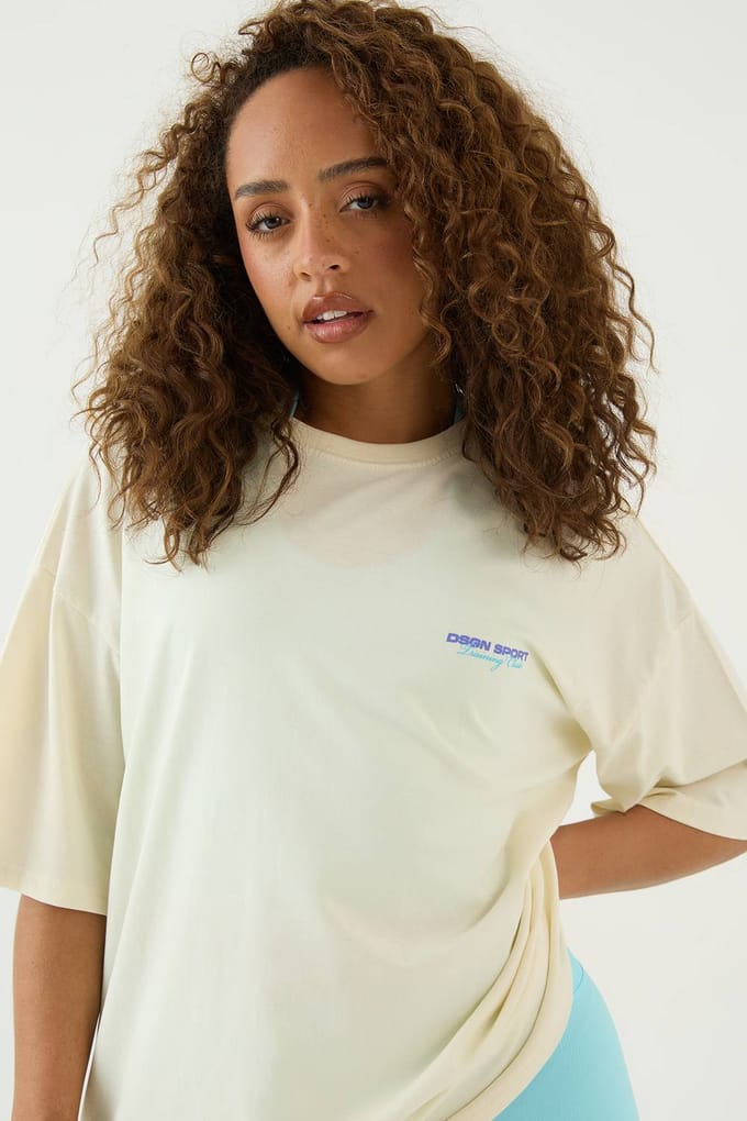 Dames Dsgn Studio Sport Training Club Oversized T-shirt | Ecru | Maat: XS