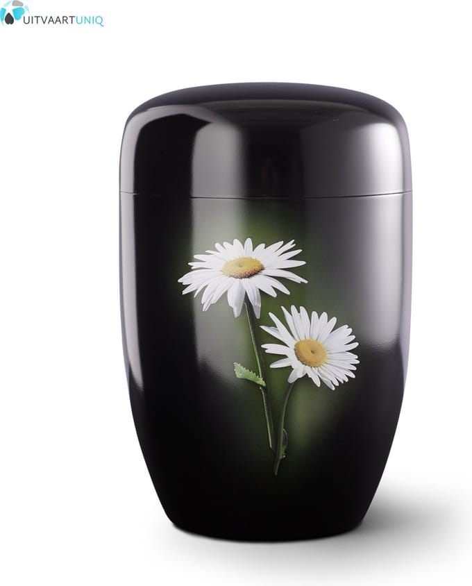 Urn Margrietjes zwart - staal