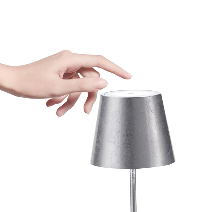 Zafferano Poldina mini-acculamp binnen zilver