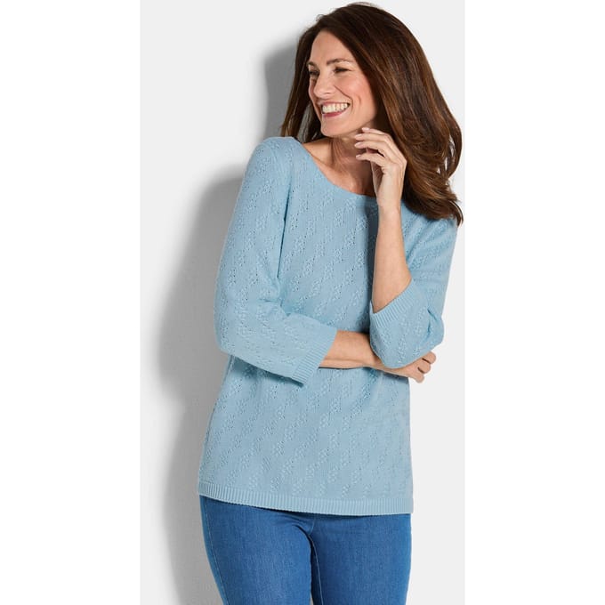 Katoenen pullover met 3/4-mouwen - lichtblauw - Gr. 25 van Goldner Fashion