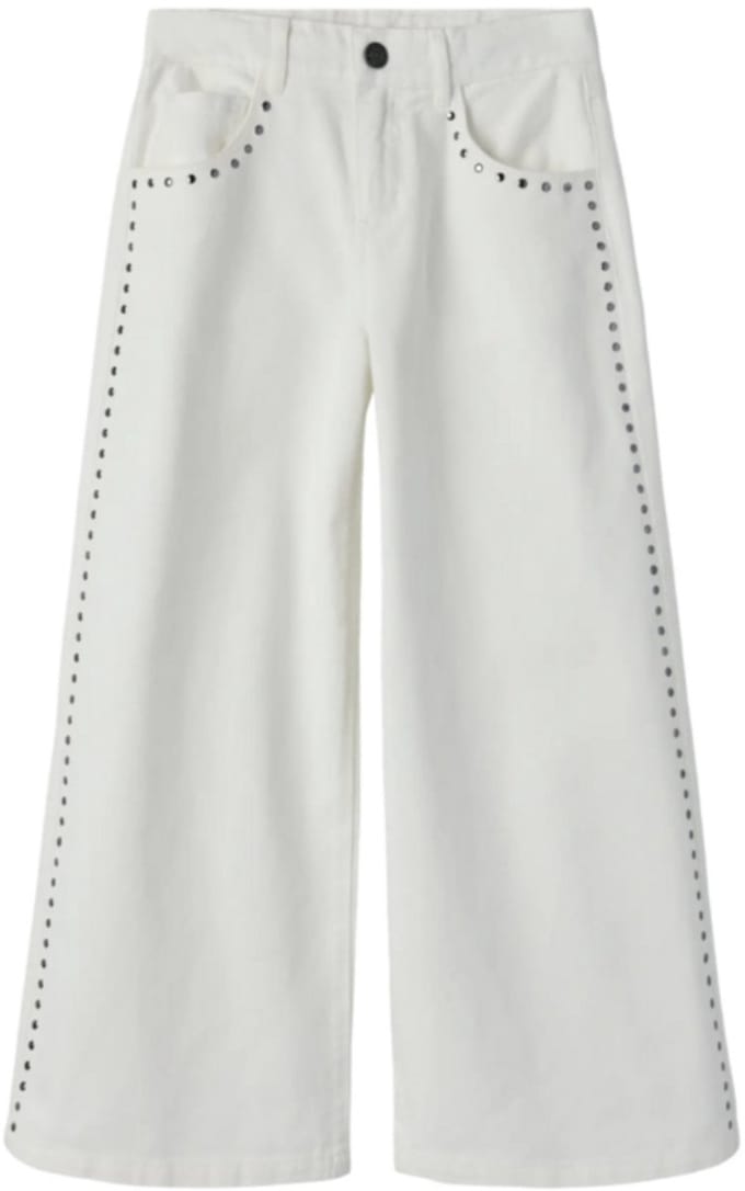 Name It - Broek - NKFBella - Wide Leg - Studs - Bright White - Maat 152