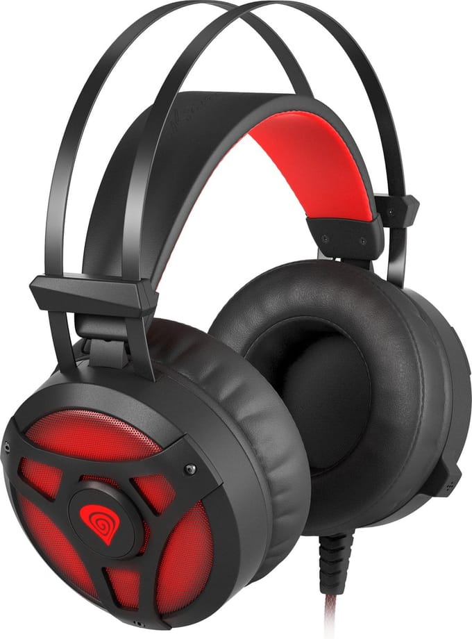 Headphones with Microphone Genesis NEON 360 Red Black