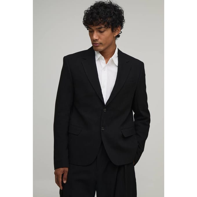 Linnen-look Blazer Met Relaxed Fit | Black | Size 38