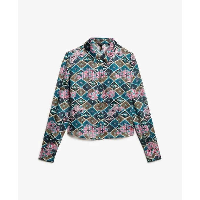 Dames transparante glinsterende blouse met lange mouwen Superdry