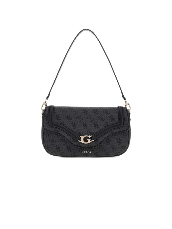 GUESS schoudertas Dea Flap Shoulder Bag Coal Logo donkergrijs